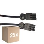Opakowanie 25x Noxion GST - Kompatybilny Przewód przedłużający Czarny - Męski + Płeć Żeńska - 2m - 3 pole 1,5mm2